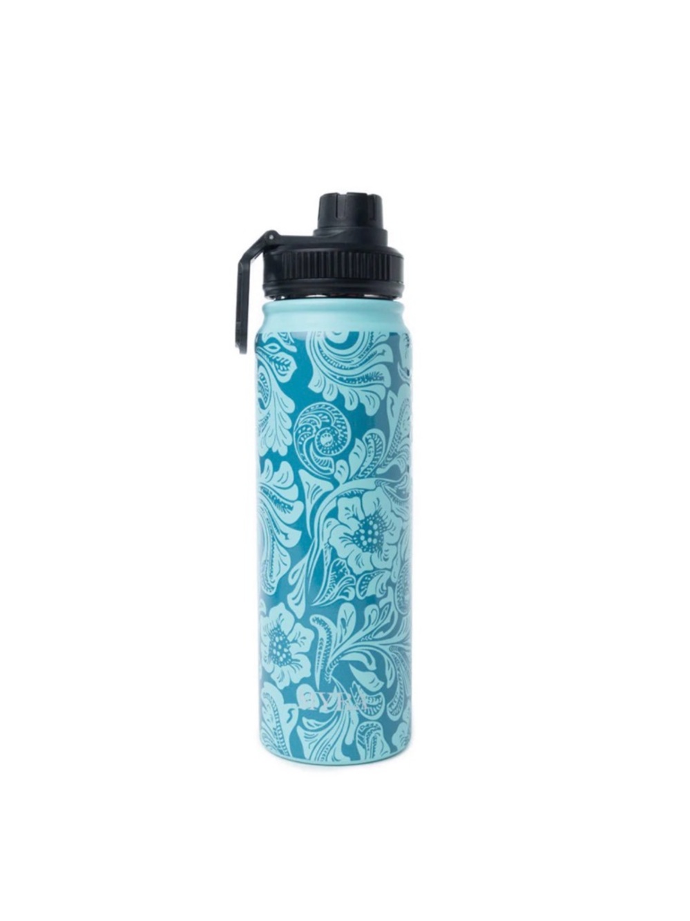 NWT Myra Turquoise Tooles Design Stainless Water Bottle with Black Lid 28 oz